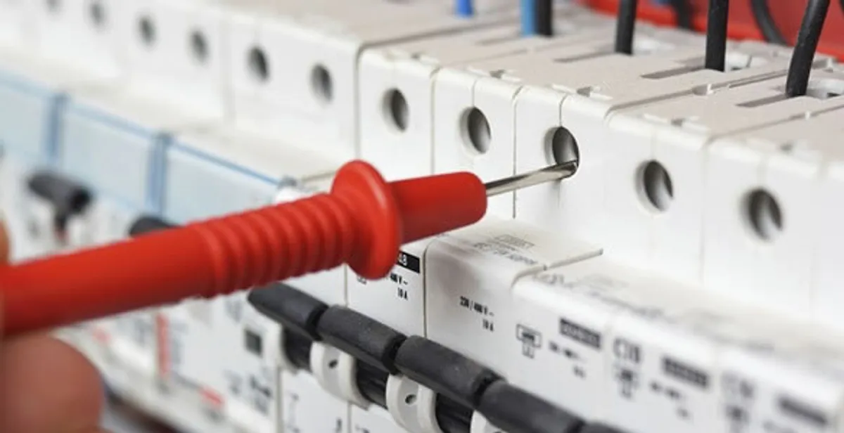 Electrical contractor testing circuit breakers during electrical repair in Elberfeld, IN
