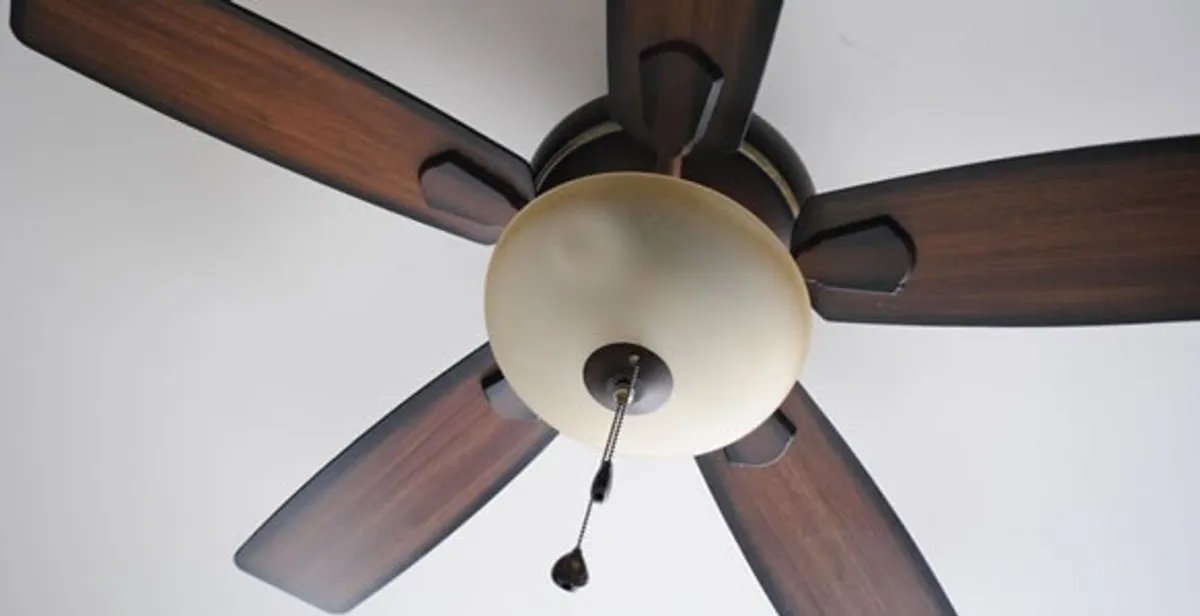 Fully installed ceiling fan with balanced blades and light fixture in Evansville, IN