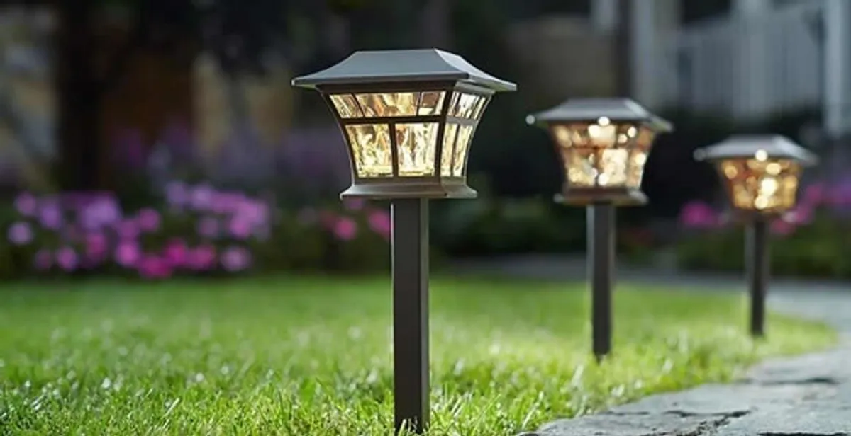 landscape lighting installation services with professionally installed pathway lights in Evansville, IN